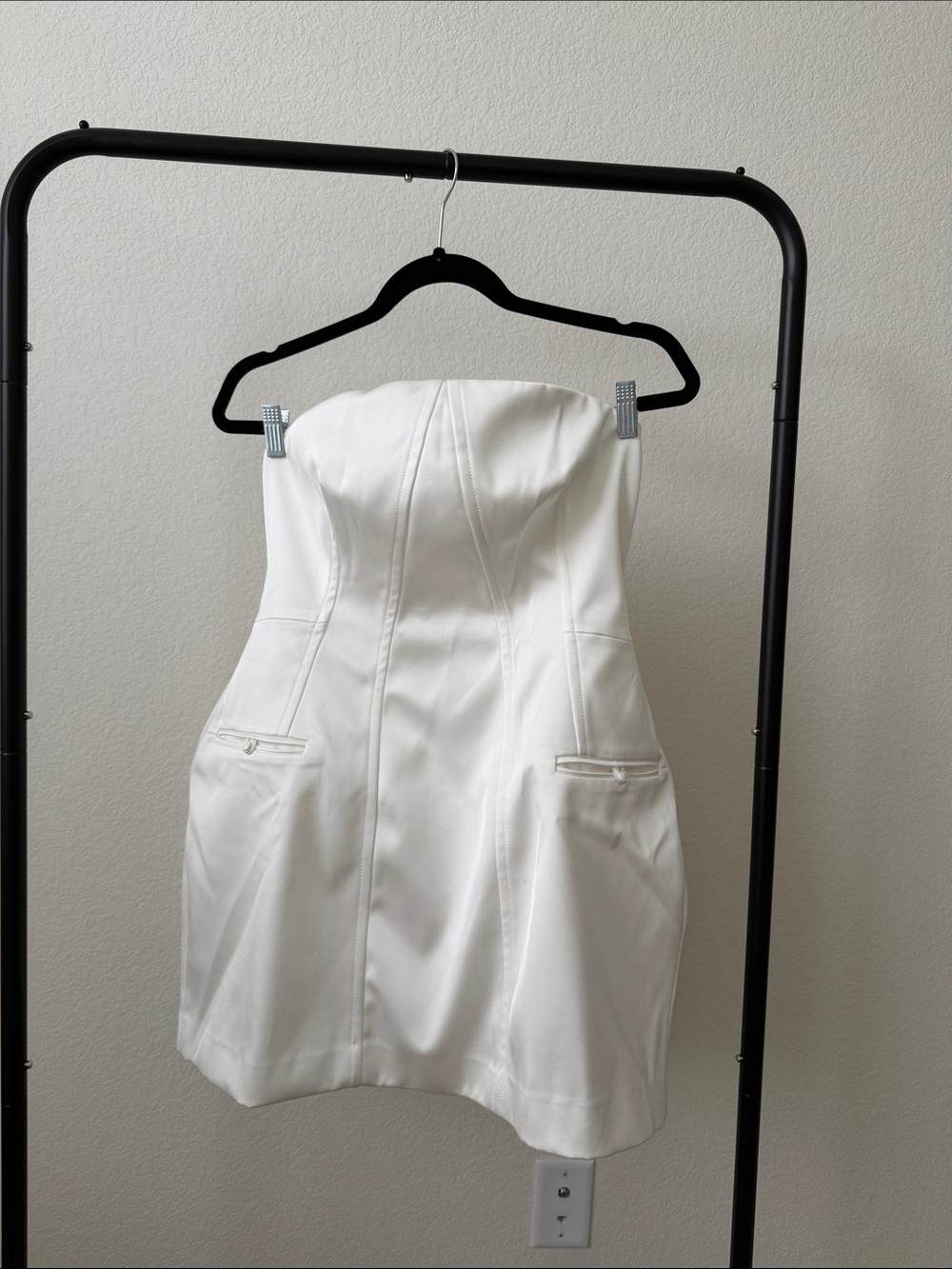 BHLDN Strapless White Mini Dress with Tailored Seams